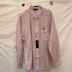 Faconnable White Red Stripe Shirt Men’s XL NWT